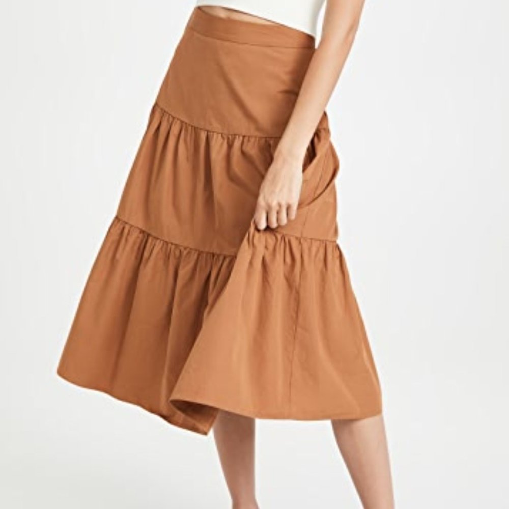 Madewell Poplin Teired Midi Skirt Size 2